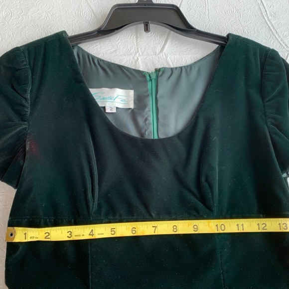 Vintage Sante Fe Dark Hunter Green Velvet Dress - Picture 3 of 6